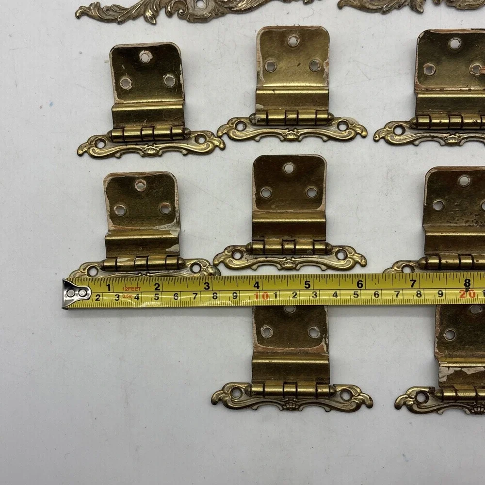 vintage metal Brass French Provincial rocco cabinet hinge drawer pull Gold